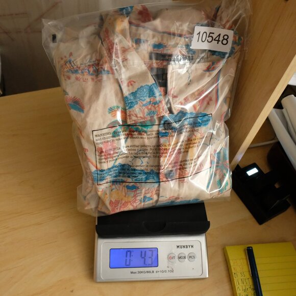 Roark Shirt Mens Medium Tan Blue Hawaiian Camp Button Up Palm Tree 100% Cotton - Picture 8 of 8